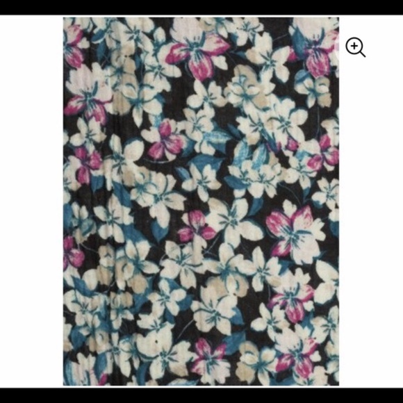 Top Blouse Plus Drop Shoulder Flutter Sleeve black floral print  2X(20w-22w) - Picture 3 of 6